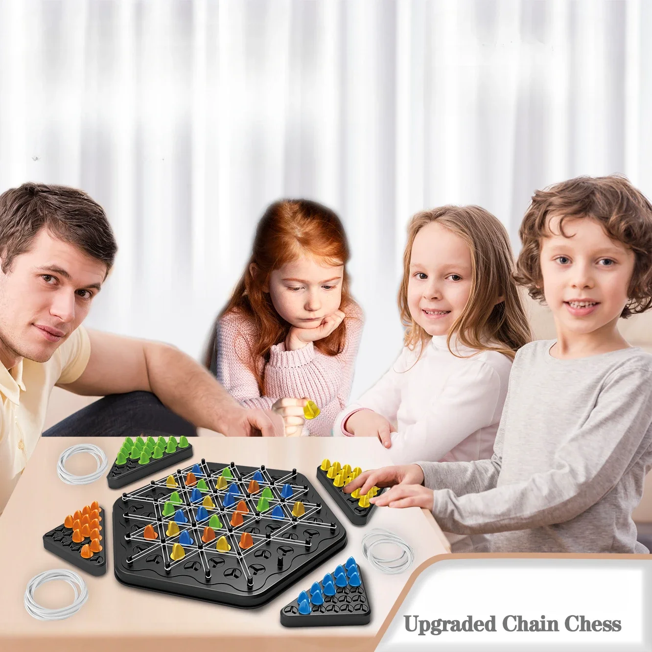 Chain Triangle Chess Game Triggle Rubber Table Game Educational Interactive Games Battle Set for Family Party Gift Band Games