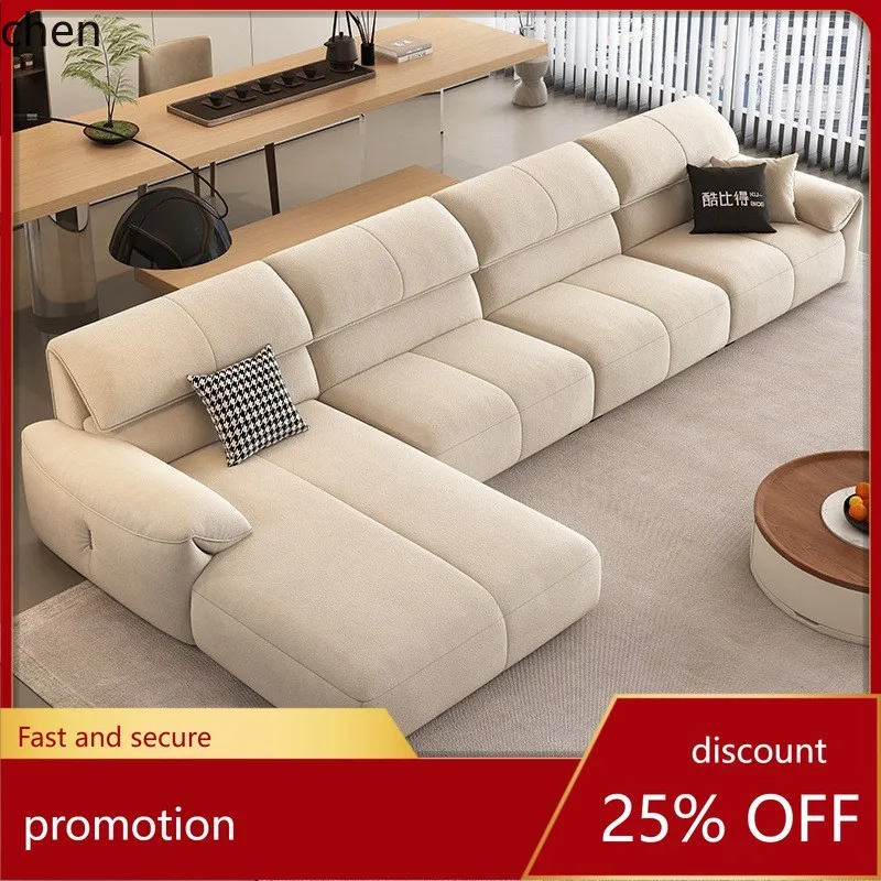 CZ Cream Style Sofa Living Room New Modern Simple Corner Chaise Combination Cat Scratching Fabric Sofa Elegant Simple