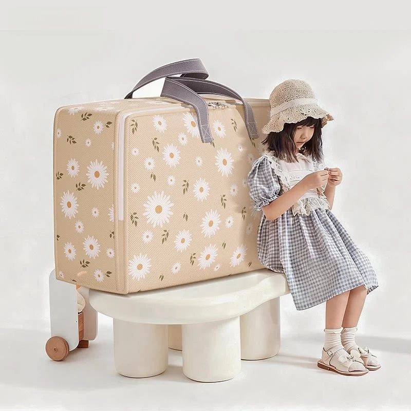 

Large Capacity NUBABI Quilt Storage Bag Clothes Moving Packing Bag Waterproof Non-Woven Fabric Daisy Pattern Retro Style Set ...