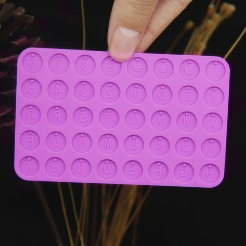 Moldes de silicone para chaveiro com letras redondas e resina epóxi moldagem