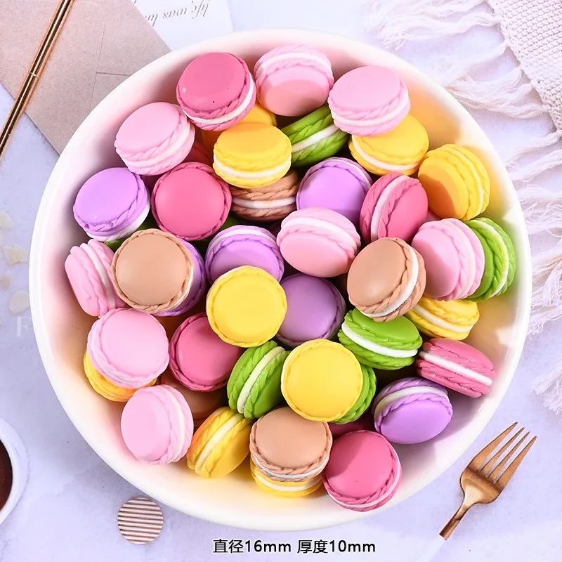 10 Uds. De simulación de juego comestible, macarrón, crema, accesorios para funda de teléfono, horquilla, accesorios de resina DIY
