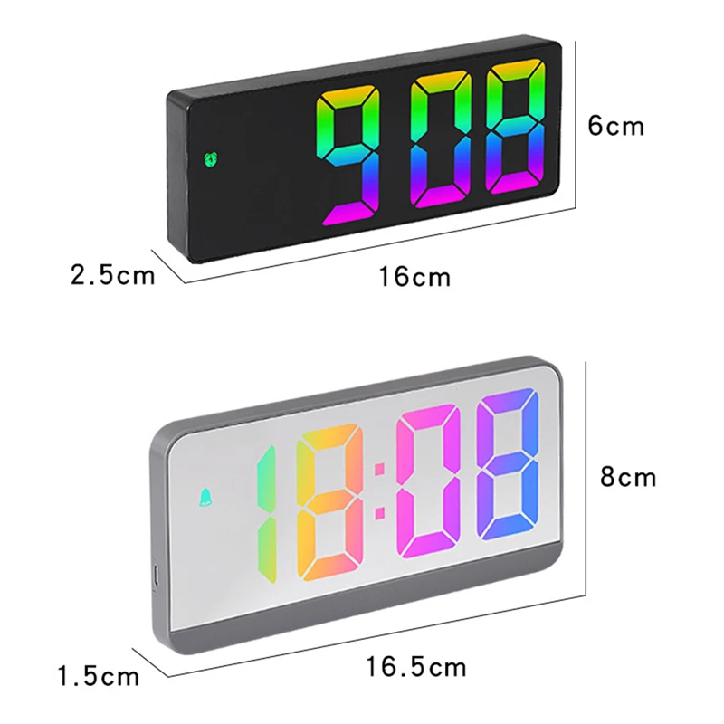 LED Digital Alarm Clock Table Watch Electronic Desktop Clocks Home Office Decor With Time Temperature Date Large Number Display