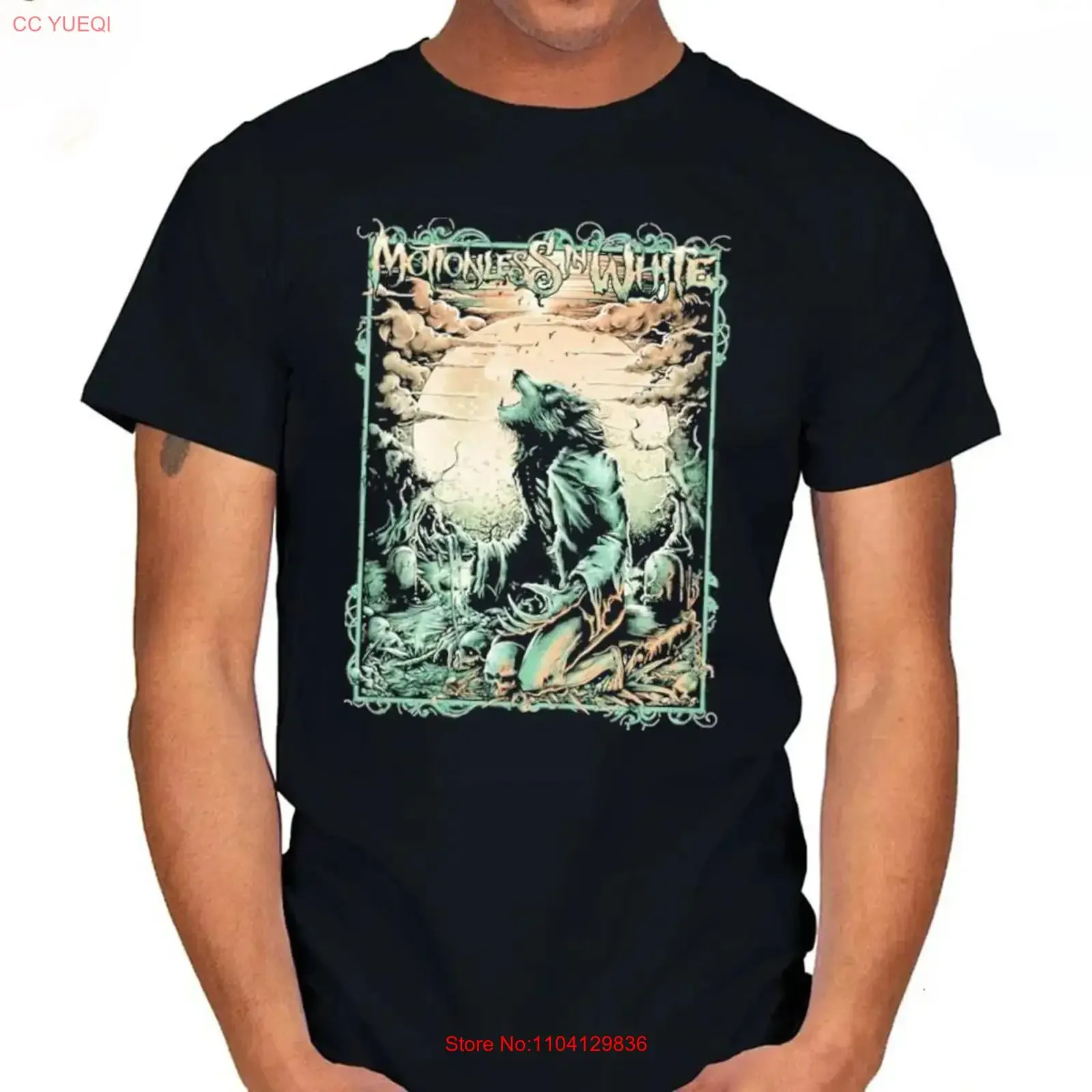 Lonely Wolf Motionless In White Full size Fans Black T Shirt vintage Washed Stylish Casual designer clothes graphic Comfortable