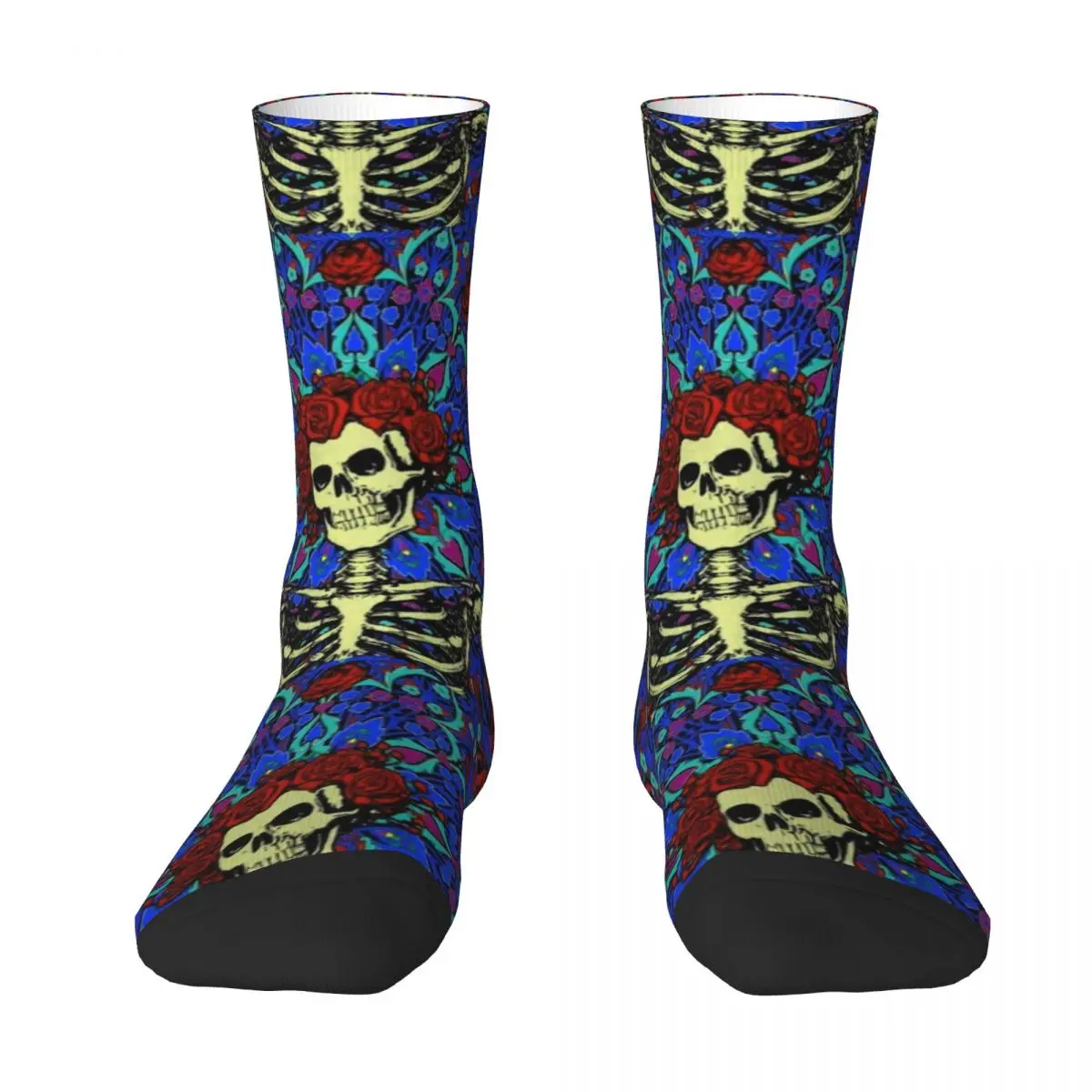 Psychedelic Grateful Day Of The Dead Roses Skeleton 3D Printing Socks Customized Socks Gift Wife Husband Customized Socks