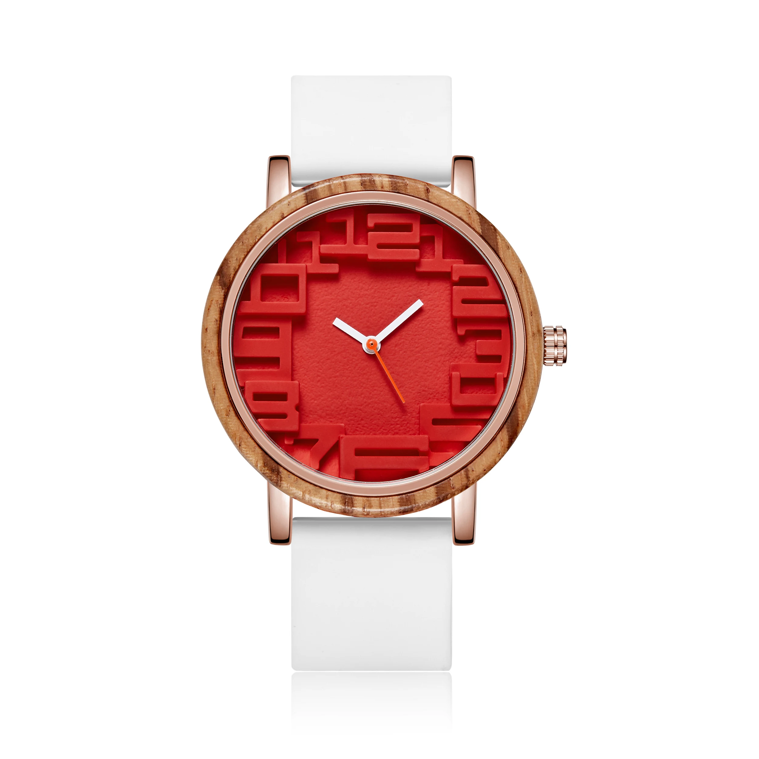 Reloj de madera Natural para hombre y mujer, pulsera de cuarzo con banda de goma, estilo Relaxo