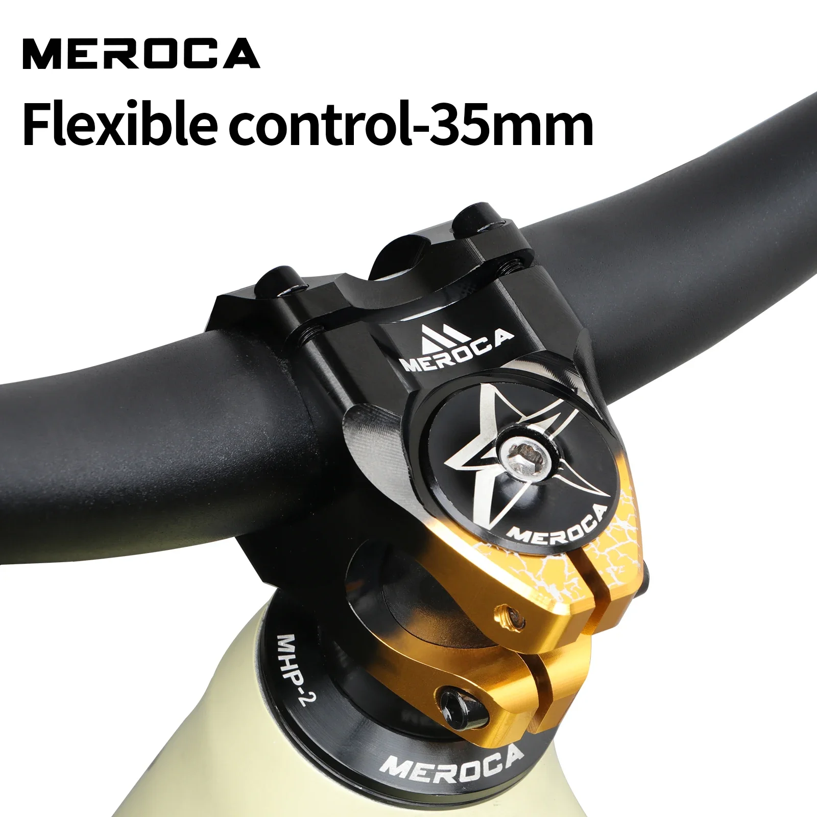 MEROCA Hochfester Fahrradvorbau, 35 mm Länge, Aluminiumlegierung, CNC-Schneiden, Mountainbike-Vorbau für Fahrradlenker mit Kaliber 31,8