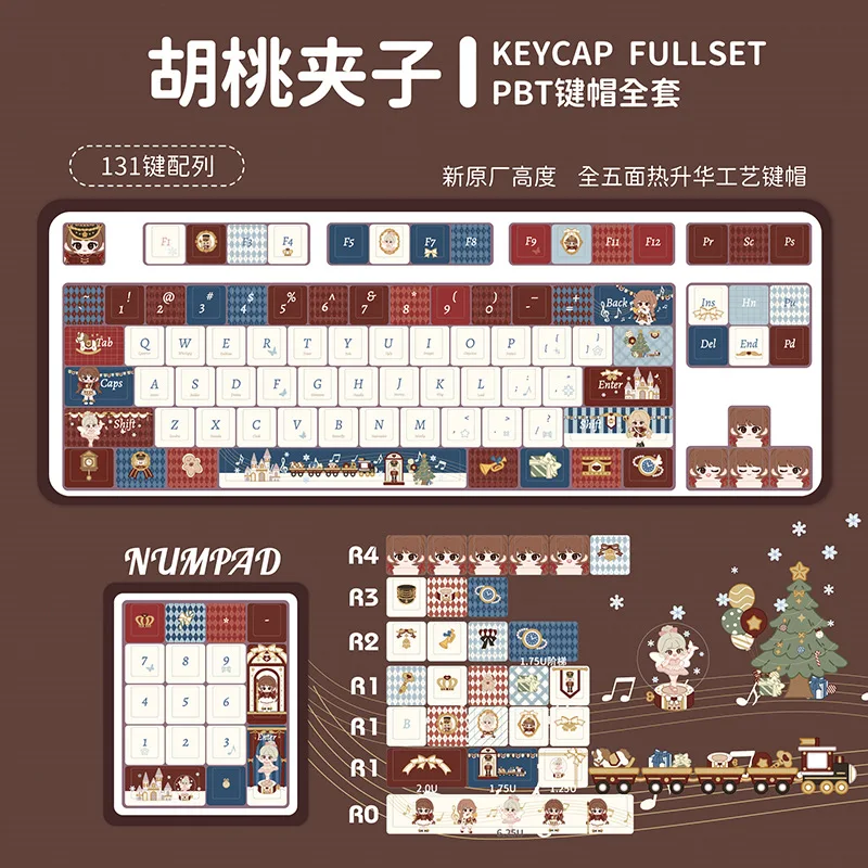 Nutcracker theme keycaps cute custom 68/87/108 mechanical keyboard keycaps mega lion wooting