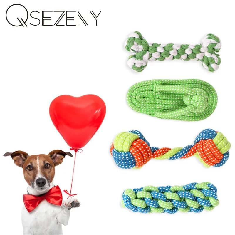 Interactive Cotton Rope Dog Toys Bite-Resistant Pet Puppy Dog Toy Chew Ball Toy For Small Large Dogs Teeth Cleaning Jouet Chien