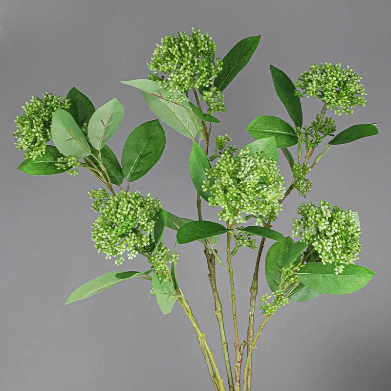 Nueva fruta de coral individual, fruta de eucalipto de plástico simulado, planta suculenta, adorno de arreglo floral