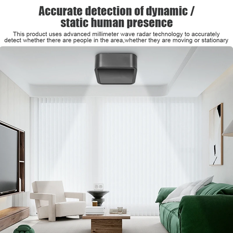 Sensor de presencia humana Wifi, Radar Mmwave de alta precisión, Sensor de presencia del cuerpo humano para el Hogar Inteligente, plástico negro, 1 pieza