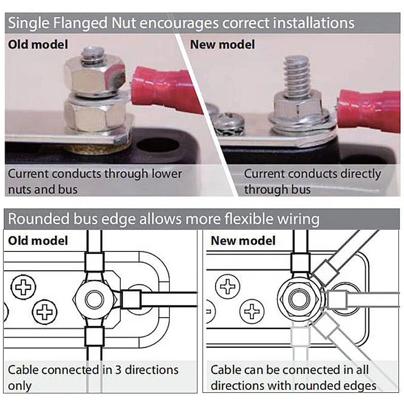 12V 250A 12 Terminal Power and Ground Distribution Block bus bar with Ring Terminals