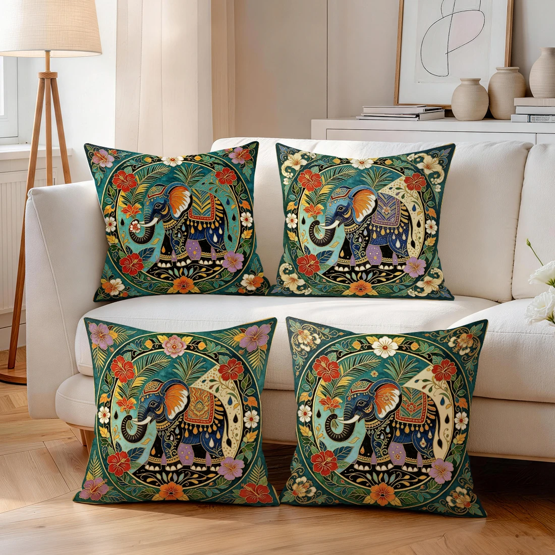 Thai Style Elephant Pillowcase Printed Polyester 40/45/50cm Throw Pillowcover Decorative Sofa Cushion Pillowslip Home Decor