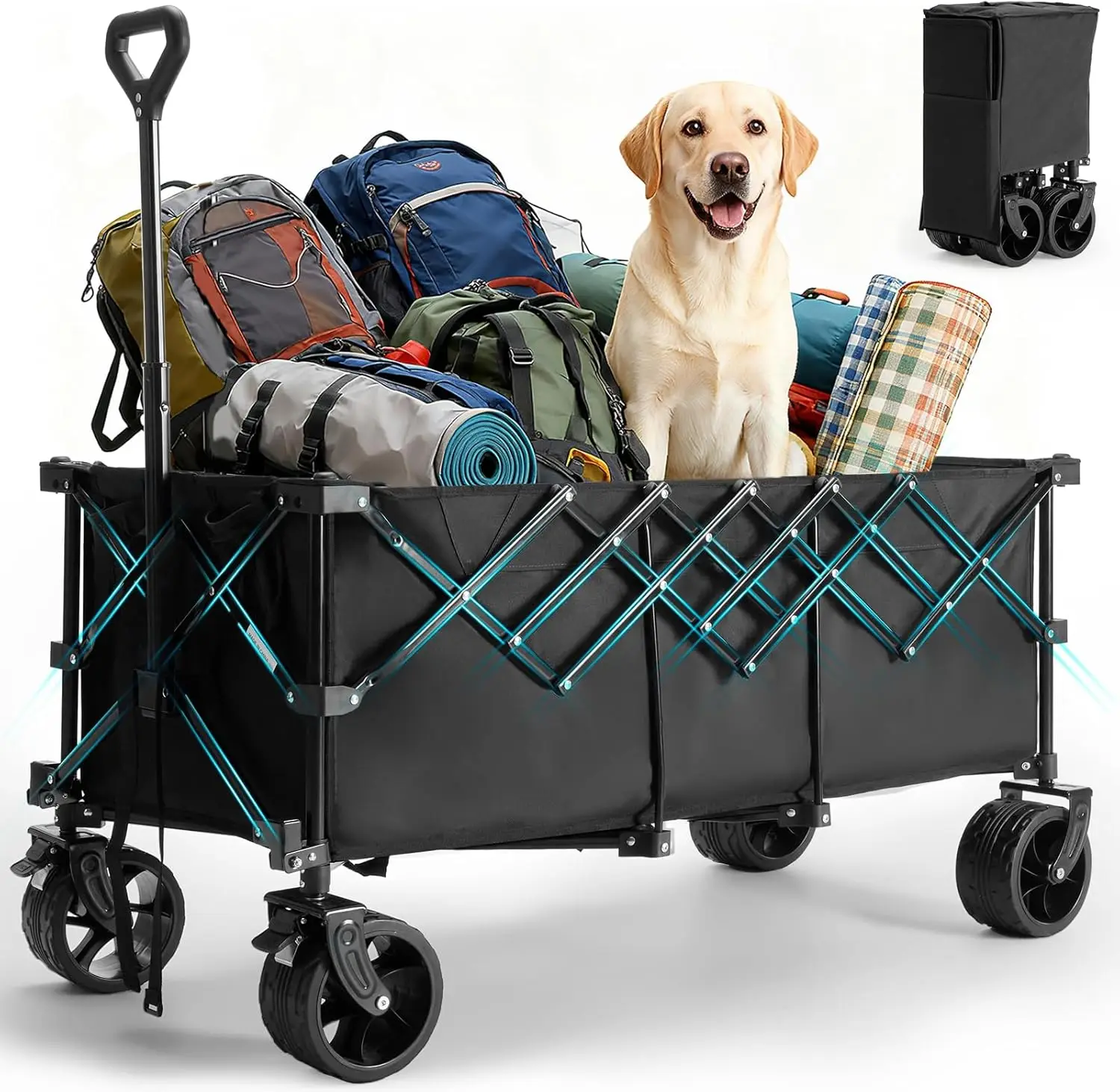 

Складная сверхмощная тележка — грузоподъемность 440 фунтов, вездеходные колеса для кемпинга, использования на пляже и в саду