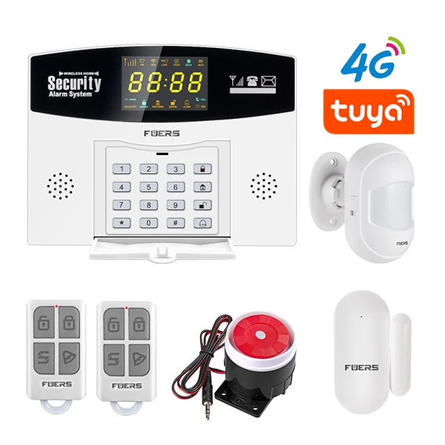 Tuya smart life 4g home security alarm system with wireless pir motion sensor and door sensor security system