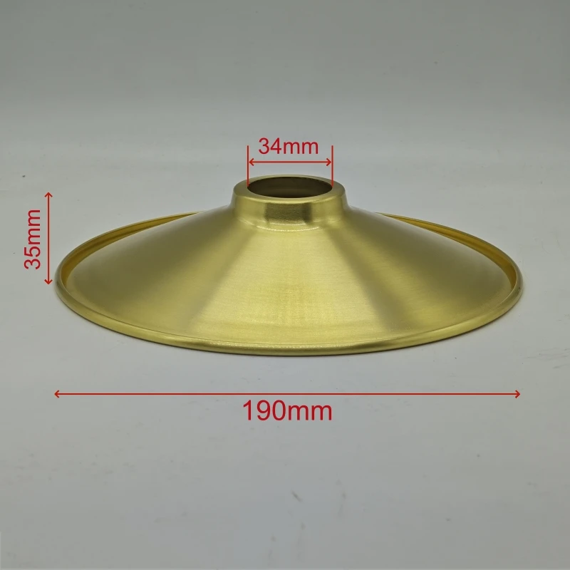 Brushed Brass Plated Iron Lamp Shade,Dia 190mm Height 35mm Top Hole 34mm, Industrial Metal Light Cover For Pendant Lamp Fixture