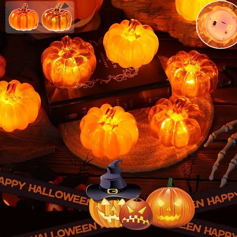 

LED Pumpkin Light Halloween Decor Glowing Tabletop Decoration for Home Garden Party Indoor Outdoor Spooky Prop Cute Light Lamp