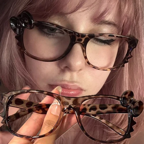 Imagen 2 del producto Gafas Y2k con estampado de leopardo para mujer, anteojos Retro coreanos antiluz azul, protección ocular, montura de gafas ópticas para chica