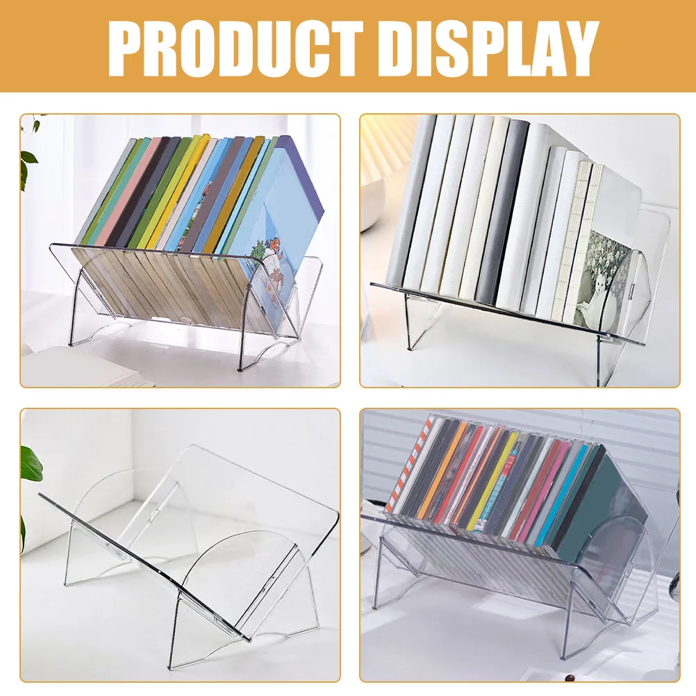 Detachable Clear Acrylic Desktop Bookshelf Book Organizer for Desk Magazine Storage Rack File Holder Book Stand Transparent