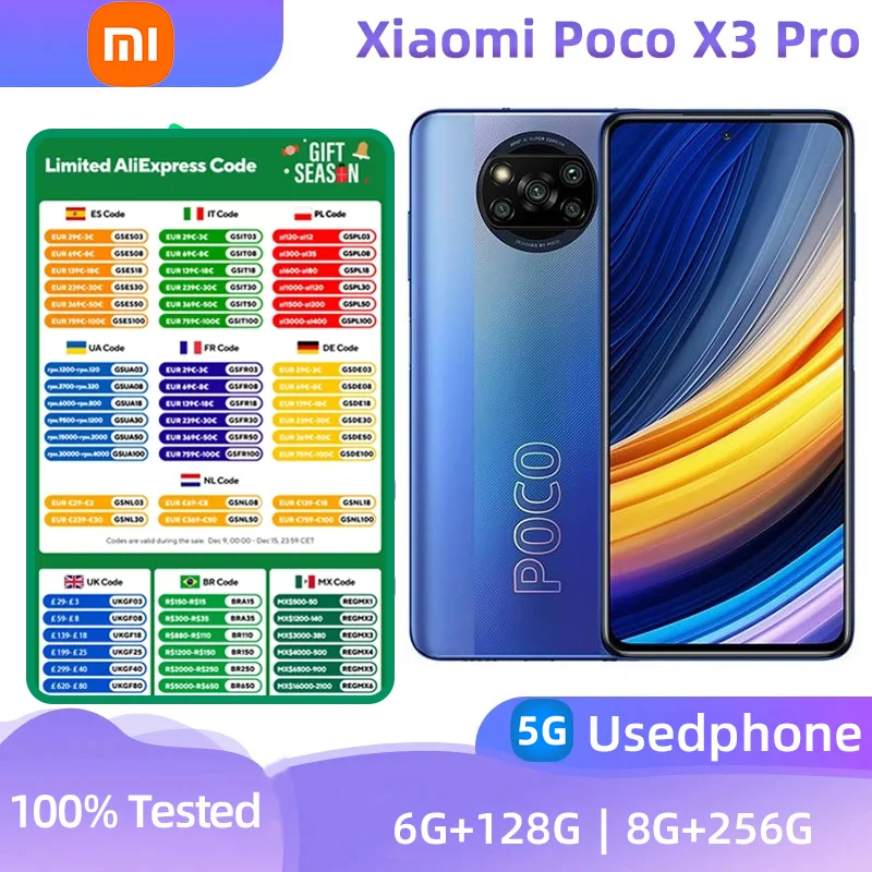 Xiaomi POCO X3 Pro 4G 6.67-inch screen smartphone CPU Qualcomm Snapdragon 860 battery capacity 5160mAh 48MP camera used phone