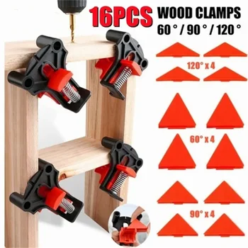 Abrazadera angular para carpintería, herramienta de fijación de utilidad, Clip para marco de fotos, instalador doméstico 60, 16/4/2/1 Uds. °   90 ° 120 °   Herramienta multiángulo