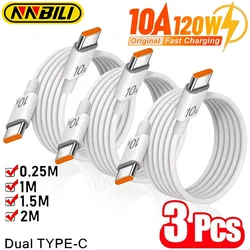 NNBILI 3-1Pcs 120W 10A Fast Universal PD Dual Type C Quick Charging Cable Data Wire Cord for Samsung IPhone 15 16 HUAWEI Xiaomi
