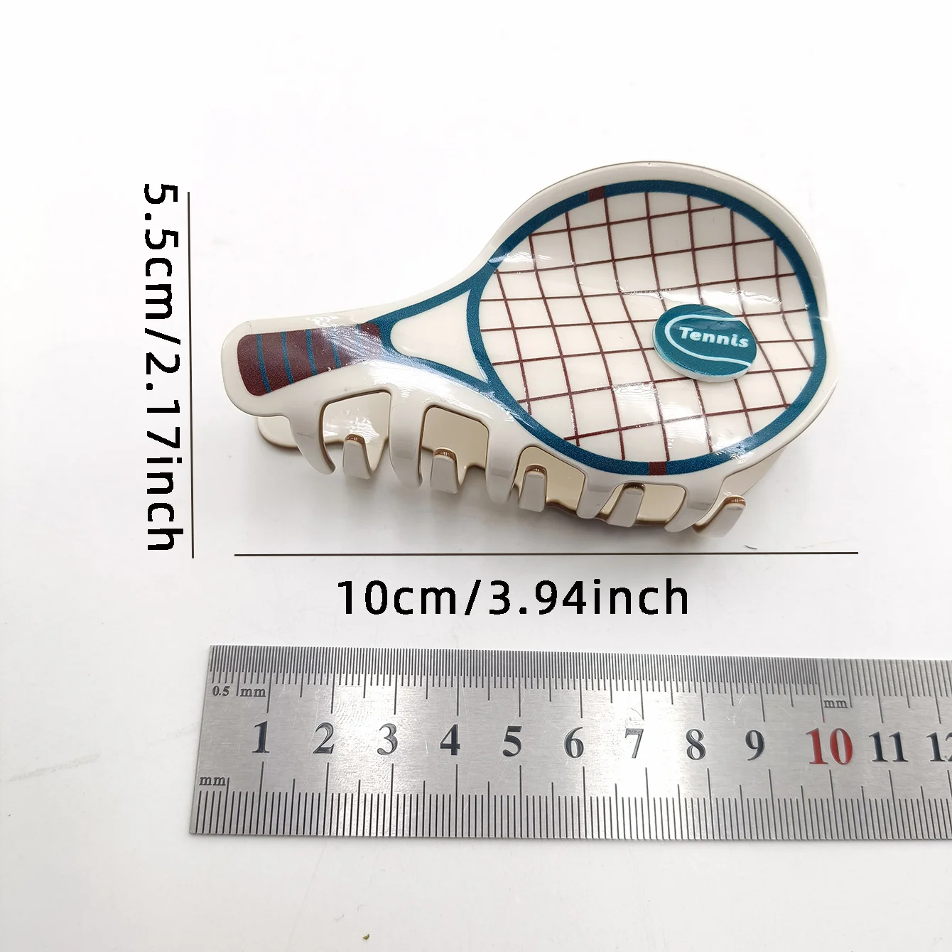 قطعة واحدة من إكسسوارات مضرب التنس الرياضية اللطيفة والإبداعية، مشبك على قرص الشعر على شكل قرش على إكسسوارات الشعر