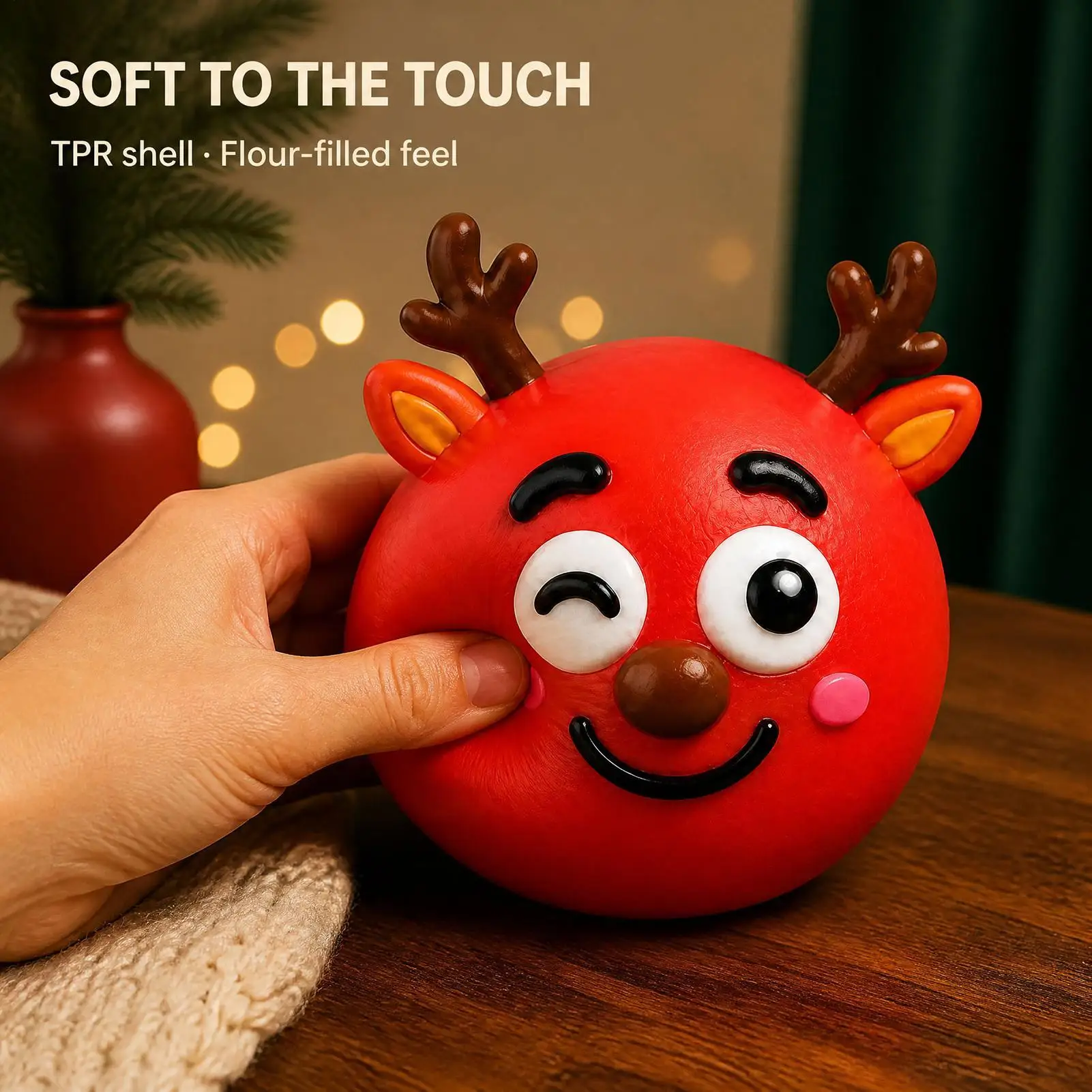Reindeer Squeeze Toy Reindeer Green Face Snowman Soft Cute Decor Squeeze Sensory Toys For Kids Family Friends Teens Offices Work