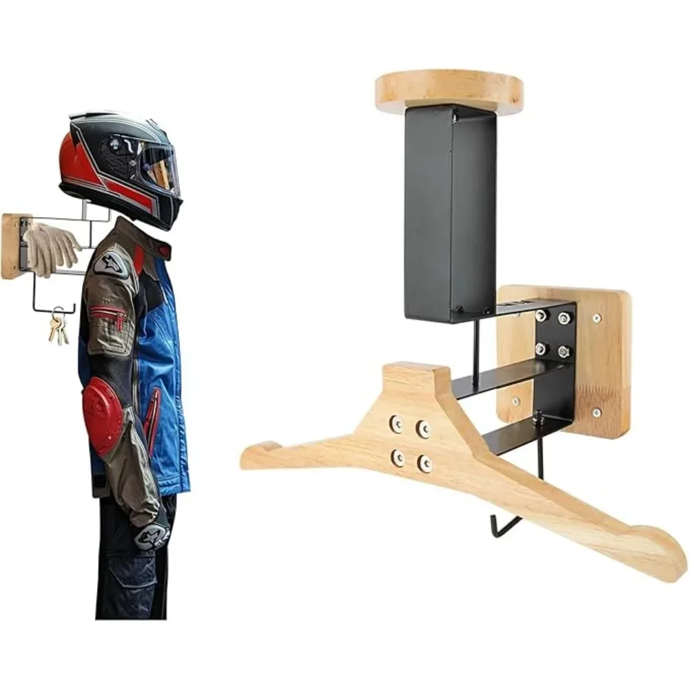 Motorcycle 1PCS Wooden Helmet Holder Wall Mount - Multipurpose Rack and Storage Shelf for Cycling Tactical Football Skiing Gear