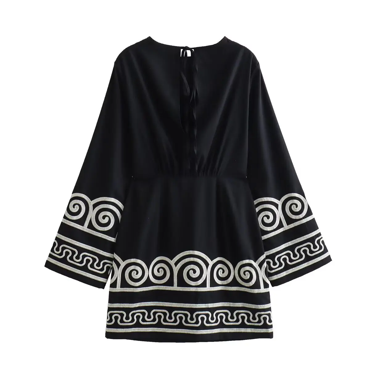 DiYiG FRAU 2025, Sommer, neues Produkt, modisches besticktes Kleid, schicker Rückengurt, Schleife, Dekoration, lockerer Minirock, Vestedos Mujer