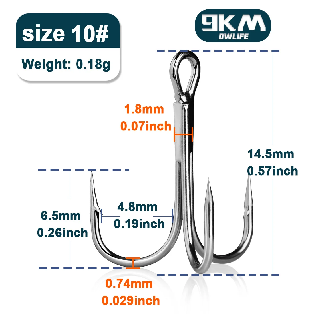 9KM DWLIFE Fishing Triple Hooks 25-50 Pieces 3