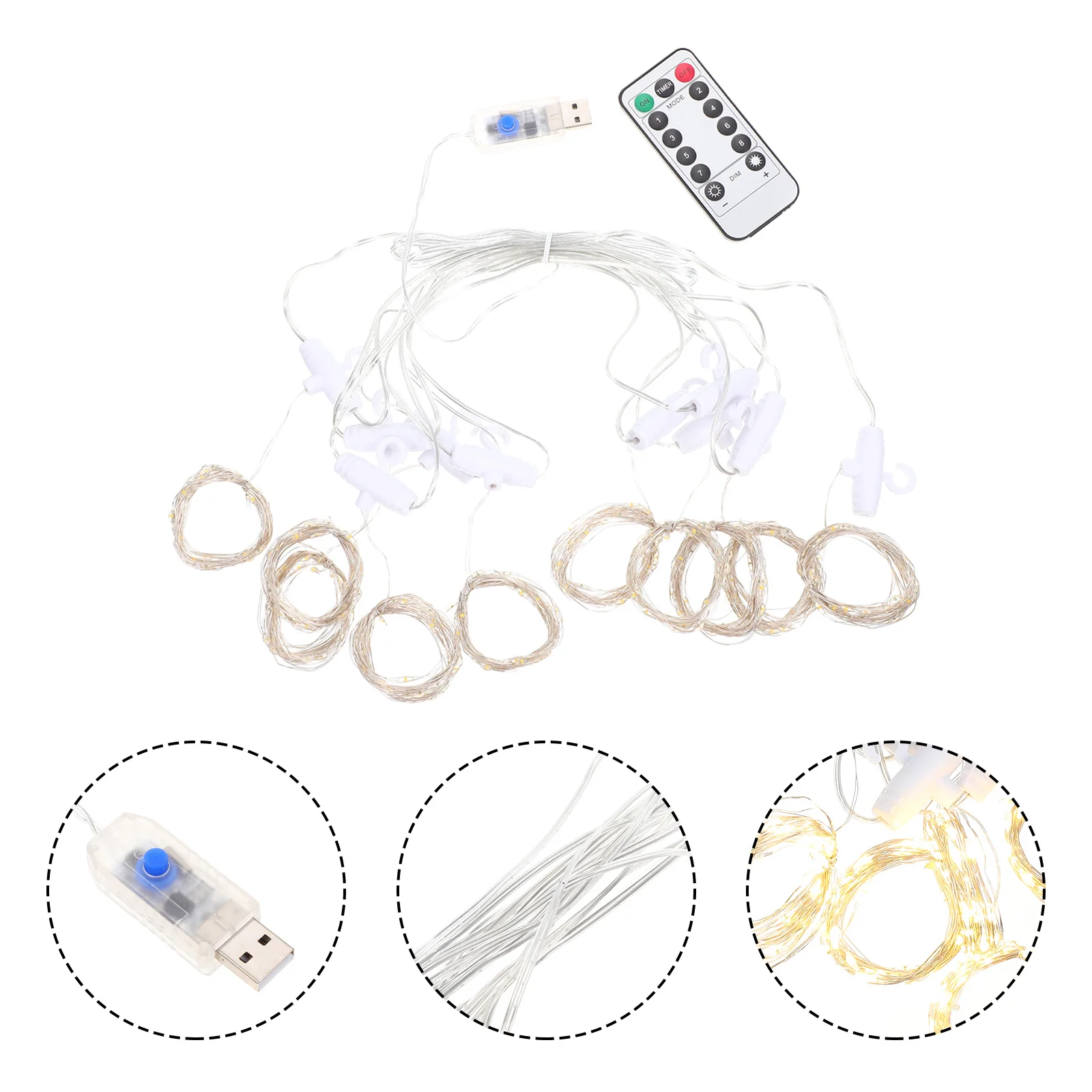 

1Set Curtain LED String Light Decorative for Bedroom Indoor Outdoor Party Room Decor Copper Wire Hanging Lights