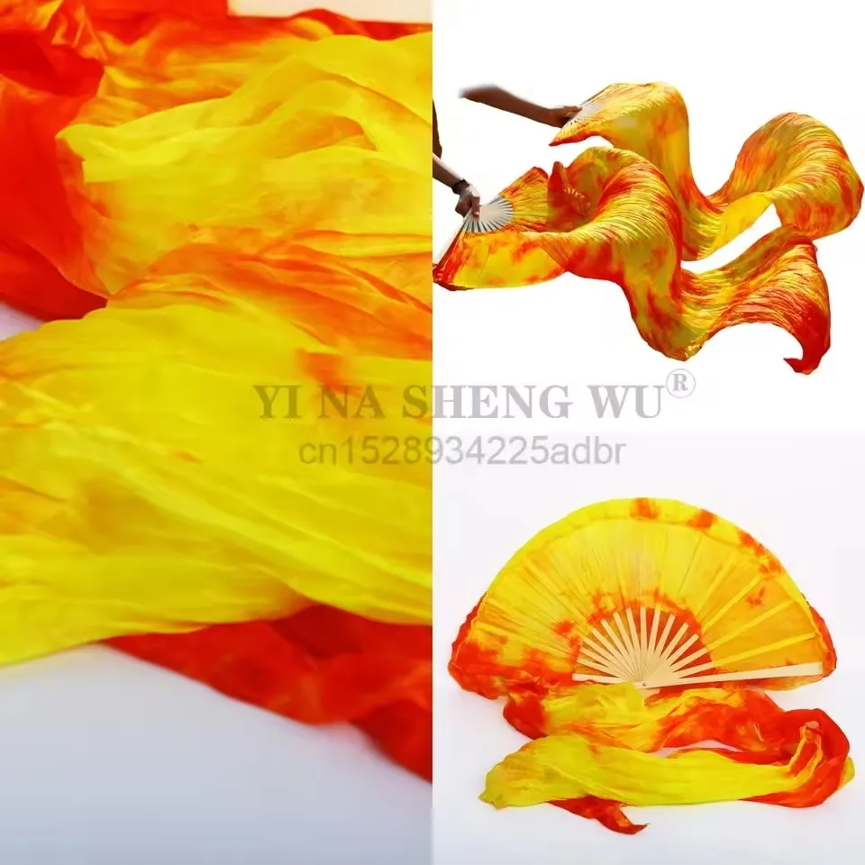 High Quality 100% Real Silk Belly Dance Fans Dance Performance Handmade 1 Pc Left+1 Pc Right Hand Gradient Colors New
