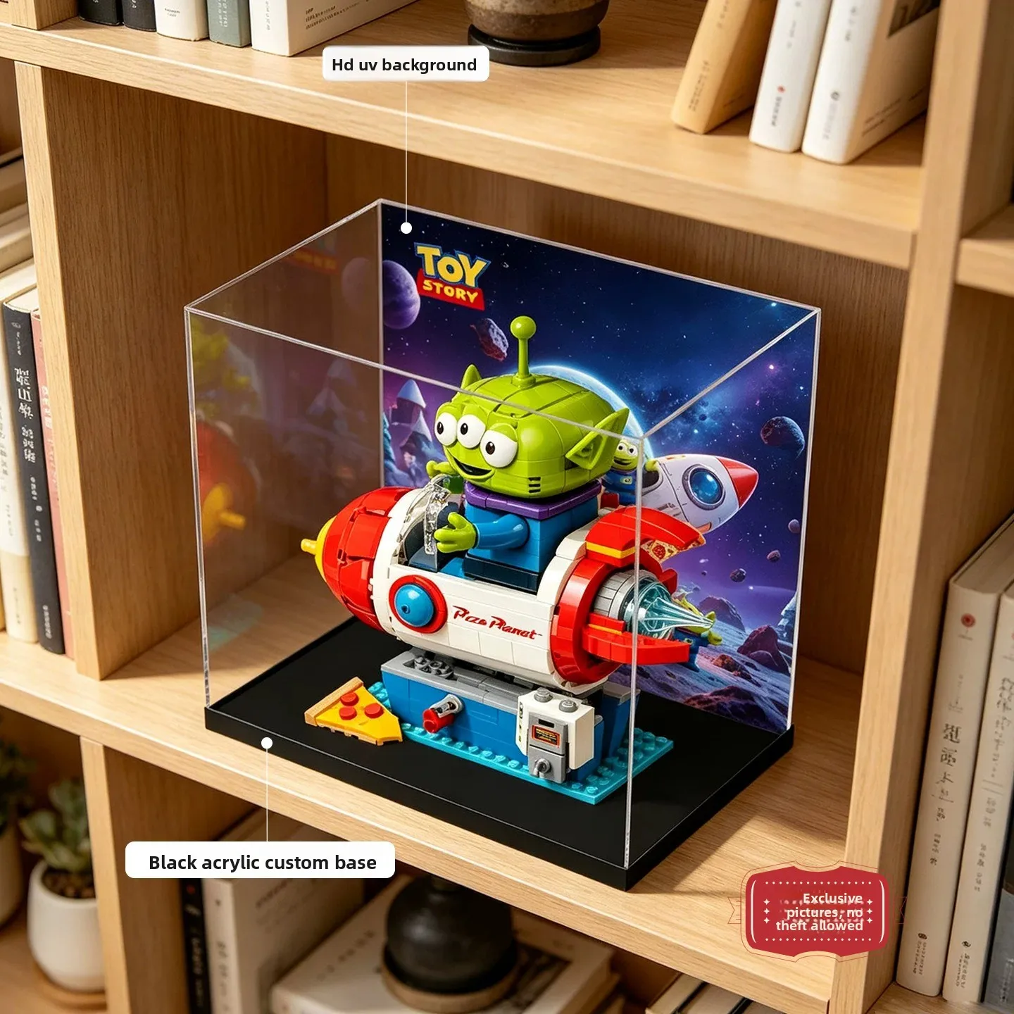Suitable for LEGO 43307 Three-Eyed Pizza Planet transparent high-end acrylic dust-proof display box to give toys a home - view 3