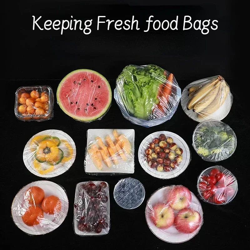 50/100/200/300/500PCS Food Fresh Keeping Film Food Cover Fruit Vegetable Storage Bag Stretch Wrap Bowl Dish Cover Storage Bag