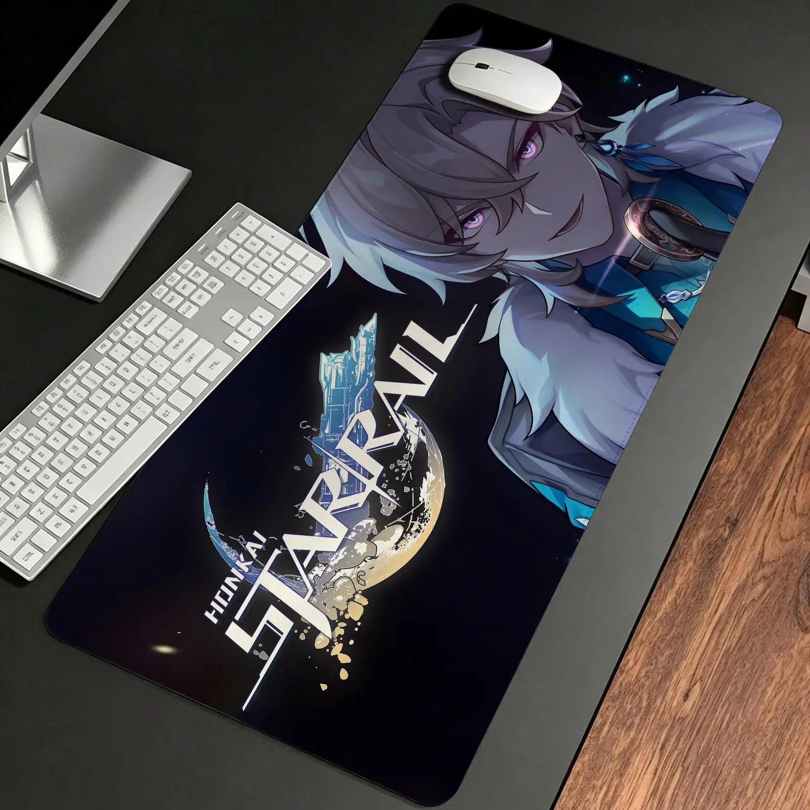 E‑Sports Mousepad, Stitched Wearproof Edges,Honkai Star Rail Aventurine Waveflair Smooth Non‑Slip Mat for Desktop & Laptop Games