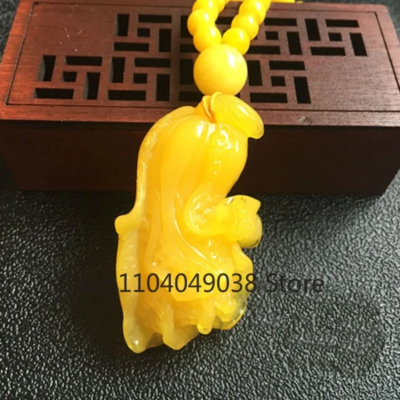 Cabbage Beeswax Pendant Women's Chanterelle Yellow Amber Necklace Women for Men for Gift Wholesale