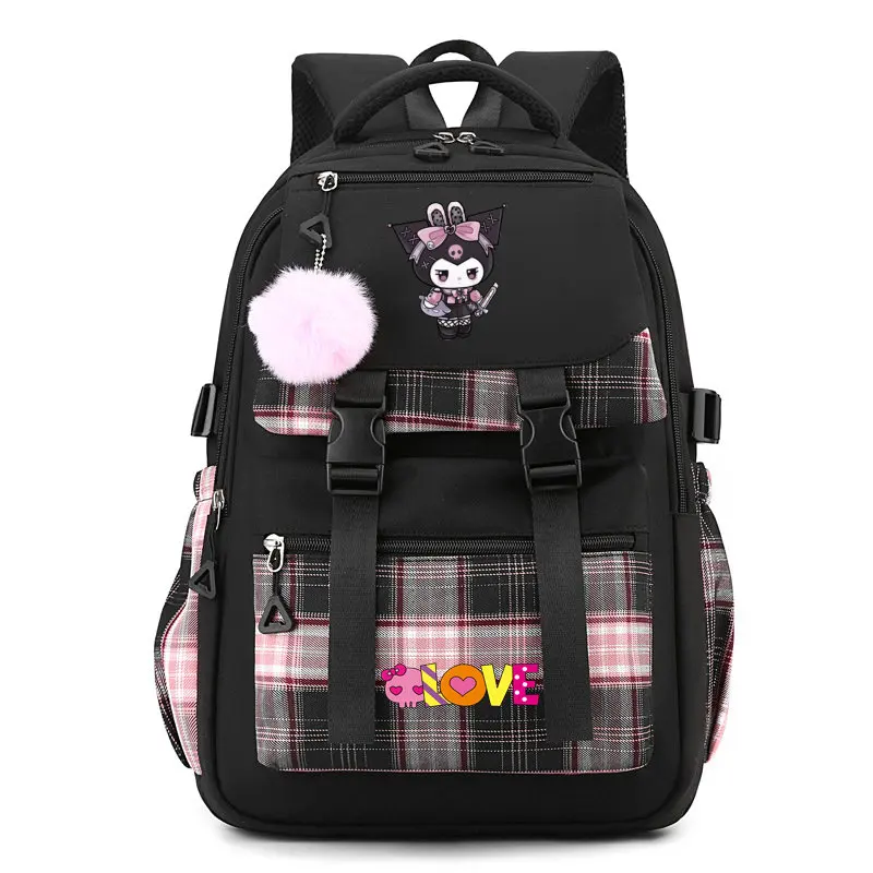 Mochilas De Kuromi Impressão Mochilas Escolares, Mochila de Lona para Adolescentes Meninas, Mochila de Viagem de Grande Capacidade