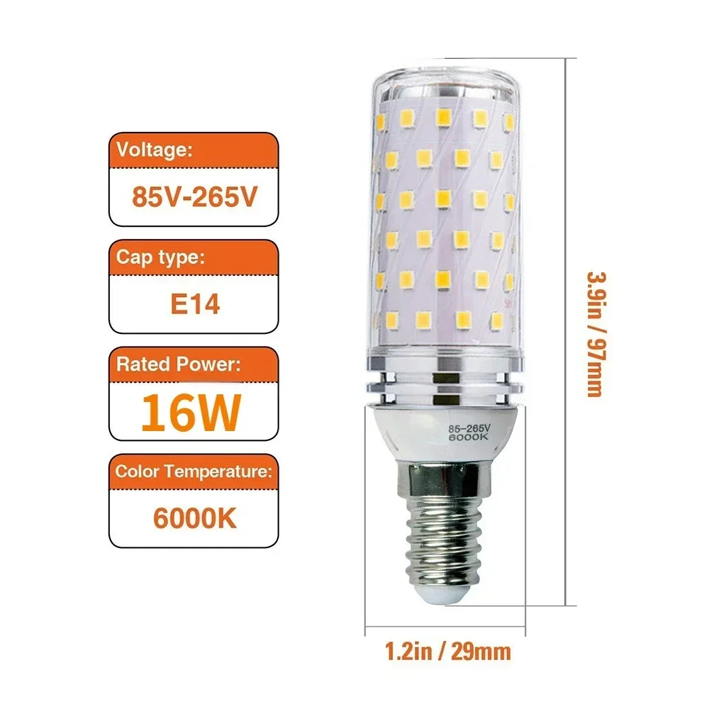 Melery-Ampoules de maïs LED E14, 16W, 160W, chaînes in347, lumière du jour, blanc, ci-après, vis Edison 1600Lm, 3 paquets