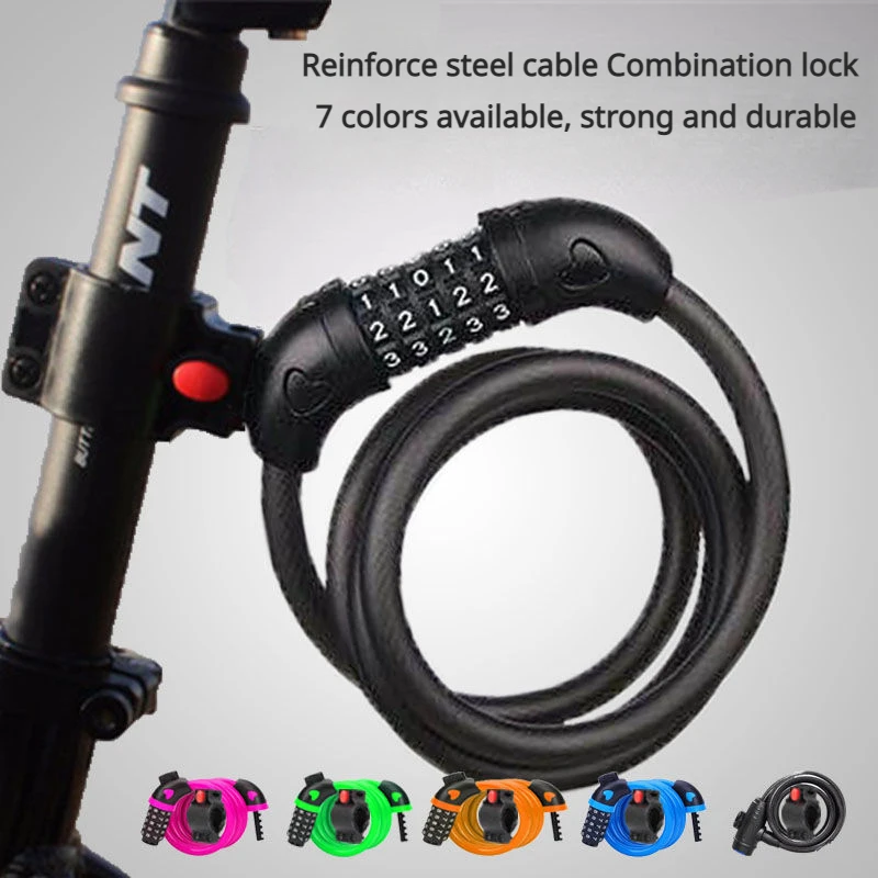 

Bicycle Lock 5 Digit Code 1200mm*12mm Anti-theft Lock Bike Security Accessory Steel Cable Cycling Bicycle Lock