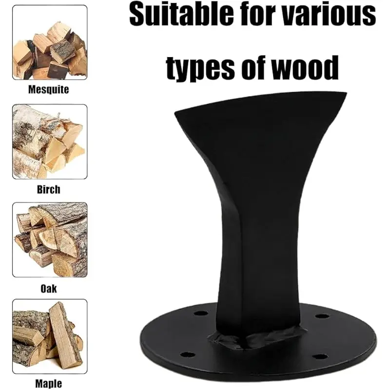 Manual Wood Splitting Wedge - Heavy Duty Steel Firewood Splitter，Belt4Hole Installation Design，Portable Wood Splitting Tool