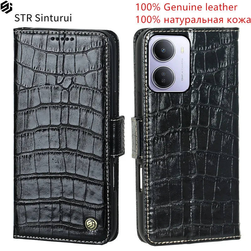 

STR Genuine crocodile grain leather card Slot Wallet Cover For Xiaomi Redmi R70m R70 15a 15C 15 14C 13 4G 5G 14R 13C phone Case