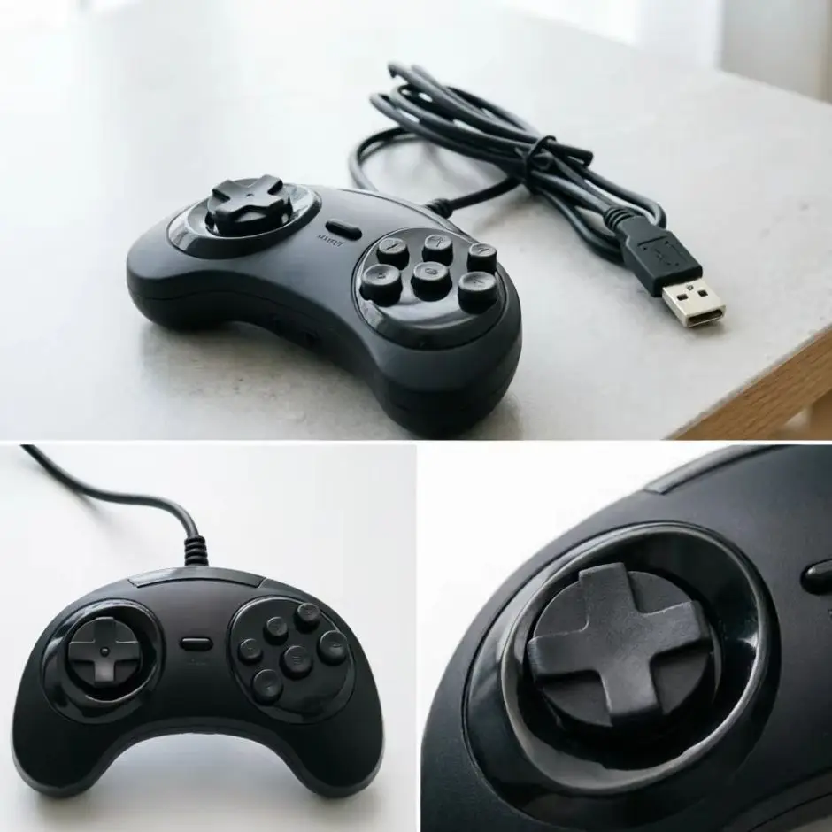 Mando de Juego USB con 6 Botones, Joystick USB para SEGA Genesis/MD2 Y1301, Compatible con PC, MAC y Mega Drive
