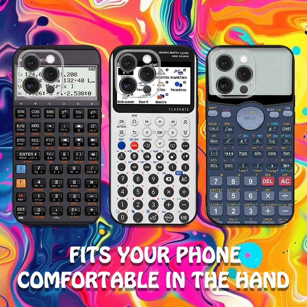 

Funny Calculator Pattern Phone Case For iPhone 16,15,14,13,12,11,Pro,Max,Plus,X,XS,SE,E,Mini,Soft Silicone Black Case
