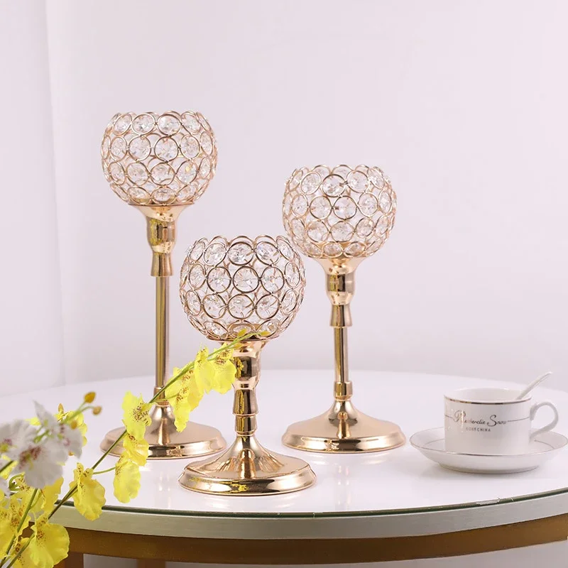 Crystal Candle Holder Furniture for Display Romantic Wedding Decoration Candelabrum Home Dining Table Candlelight Dinner