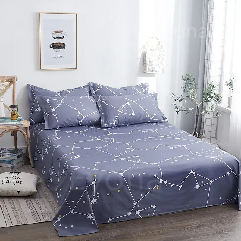 

Queen Size Bed Sheet Single Soft Brushed Cotton Bedding Rustic Design All Seasons Breathable 1.6m Double Bed Sheet