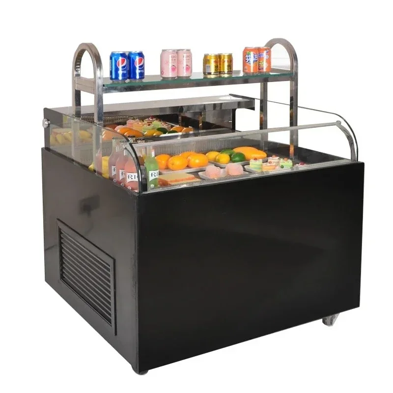 Open refrigerated dessert sushi preservation display right angle cabinet