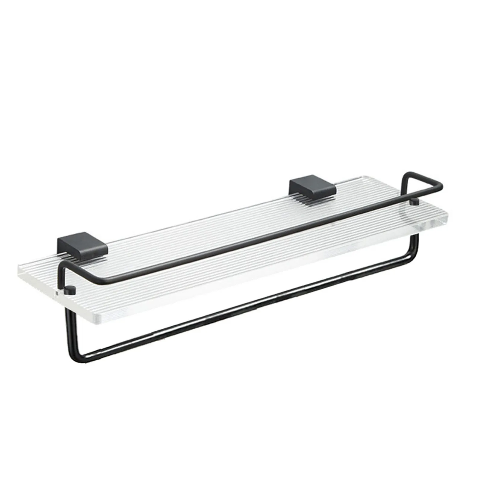 

Bathroom Shelf Aluminum Tempered Glass Storage Rack Rectangular Wall Mount Storage Rack Shower Gel Shampoo Tray Holder