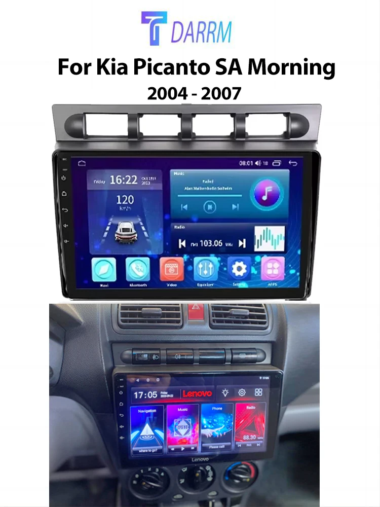 9 "Android Auto Multimedia Voor Kia Picanto SA Mroning 2004-2007 Carplay Speler 2Din Stereo Autoaudio Head Unit navigatie GPS - afbeelding 2