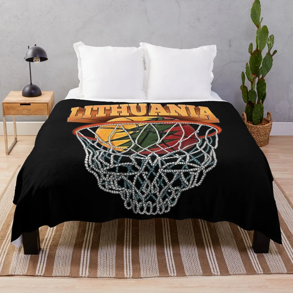 Lithuania Basketball Skeleton Net Classic Throw Blanket Personalized Gift Plaid on the sofa Hair Blankets