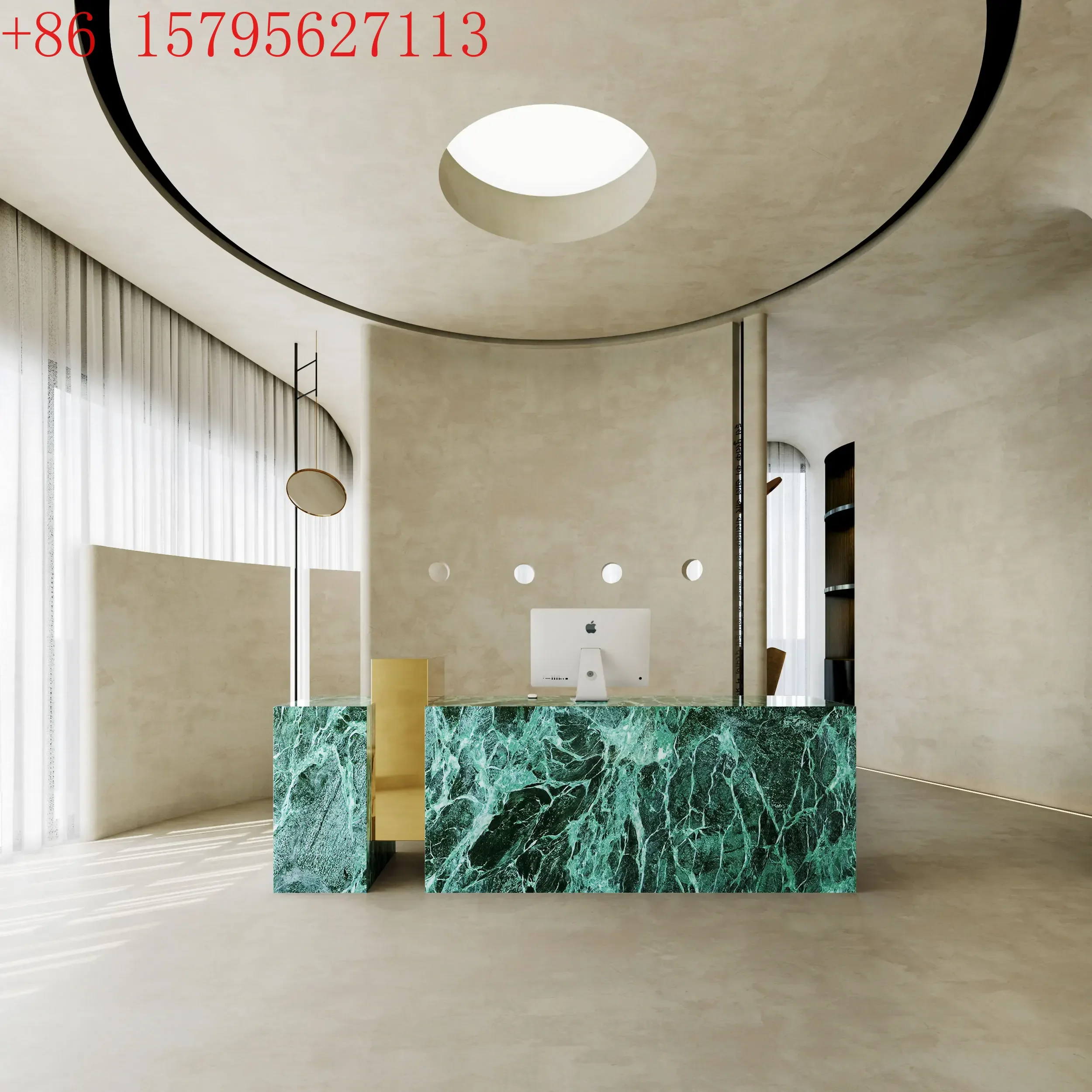 

02 Modern simple clothing shop beauty salon checkout page paint imitation marble company hotel reception front desk